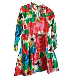 J.Crew Tiered Popover Ratti Jardin Bright Floral Dress Size XS